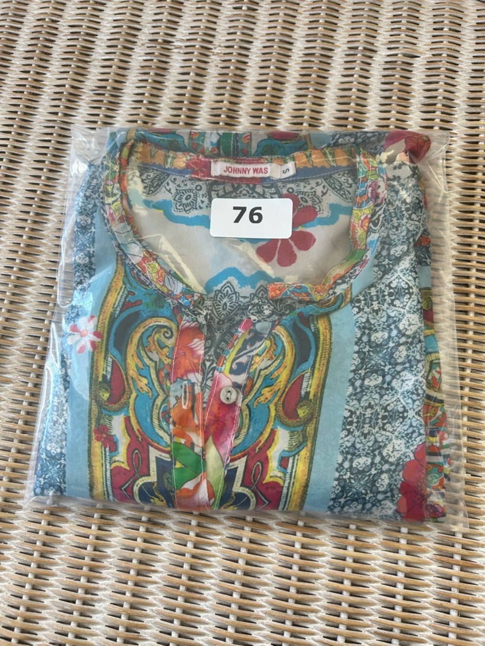 Johnny Was Silk Boho Tunic Blouse Oversized Floral Print Size S coastal boho #78 - Picture 10 of 10
